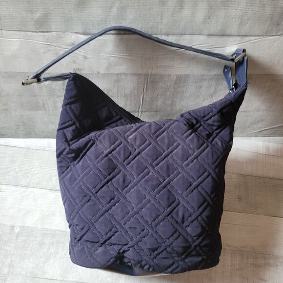 Vera Bradley Quilted Navy Hobo Shoulder Bag With Front Zipper Pocket & Adjustabl - Picture 4 of 10